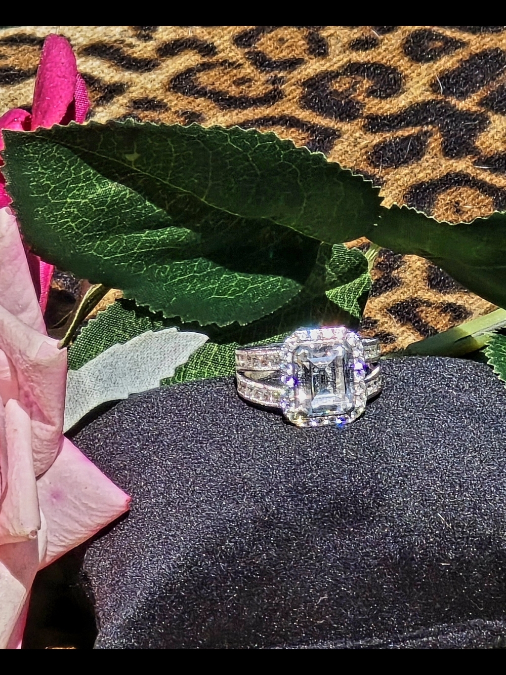 Sterling Silver Judith Ripka Emerald Cut Halo Diamonique Ring Size 7